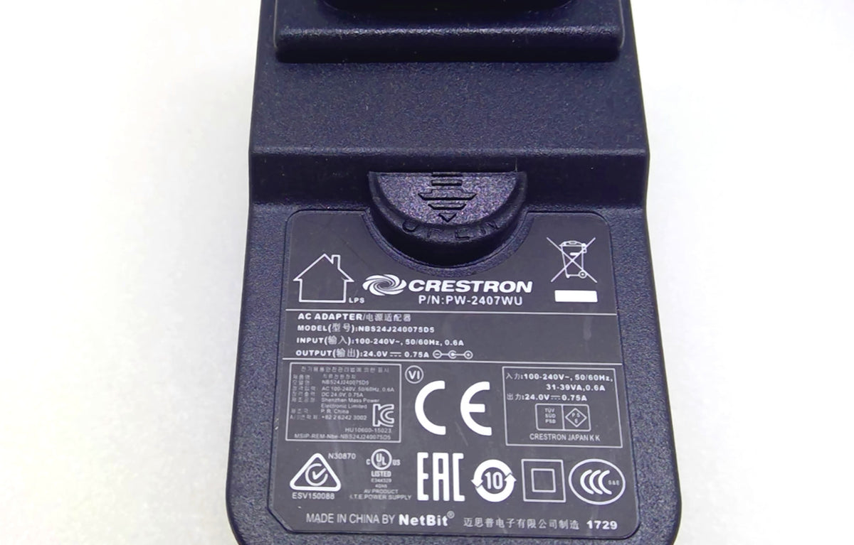 Genuine Crestron PW-2407WU AC Power Adaper NBS24J240075D5  24V 0.75A 18W