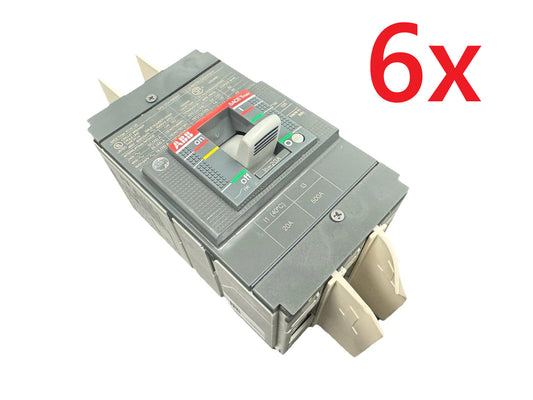 Lot (6) - Industrial 3 Pole Circuit Breaker 20 Amp 250v ABB SACE Tmax XT1N 125