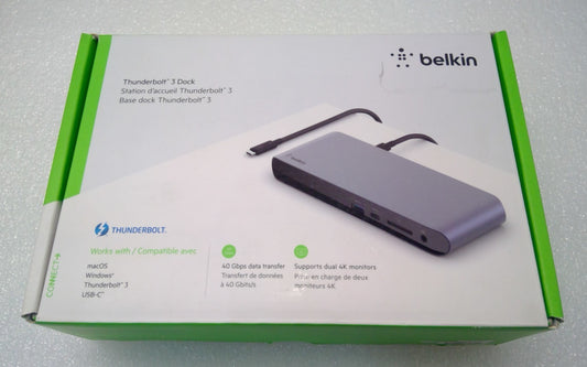 OPEN BOX Belkin Thunderbolt 3 Dock-Pro F4U097 | USB 3.0 | DisplayPort - Read -