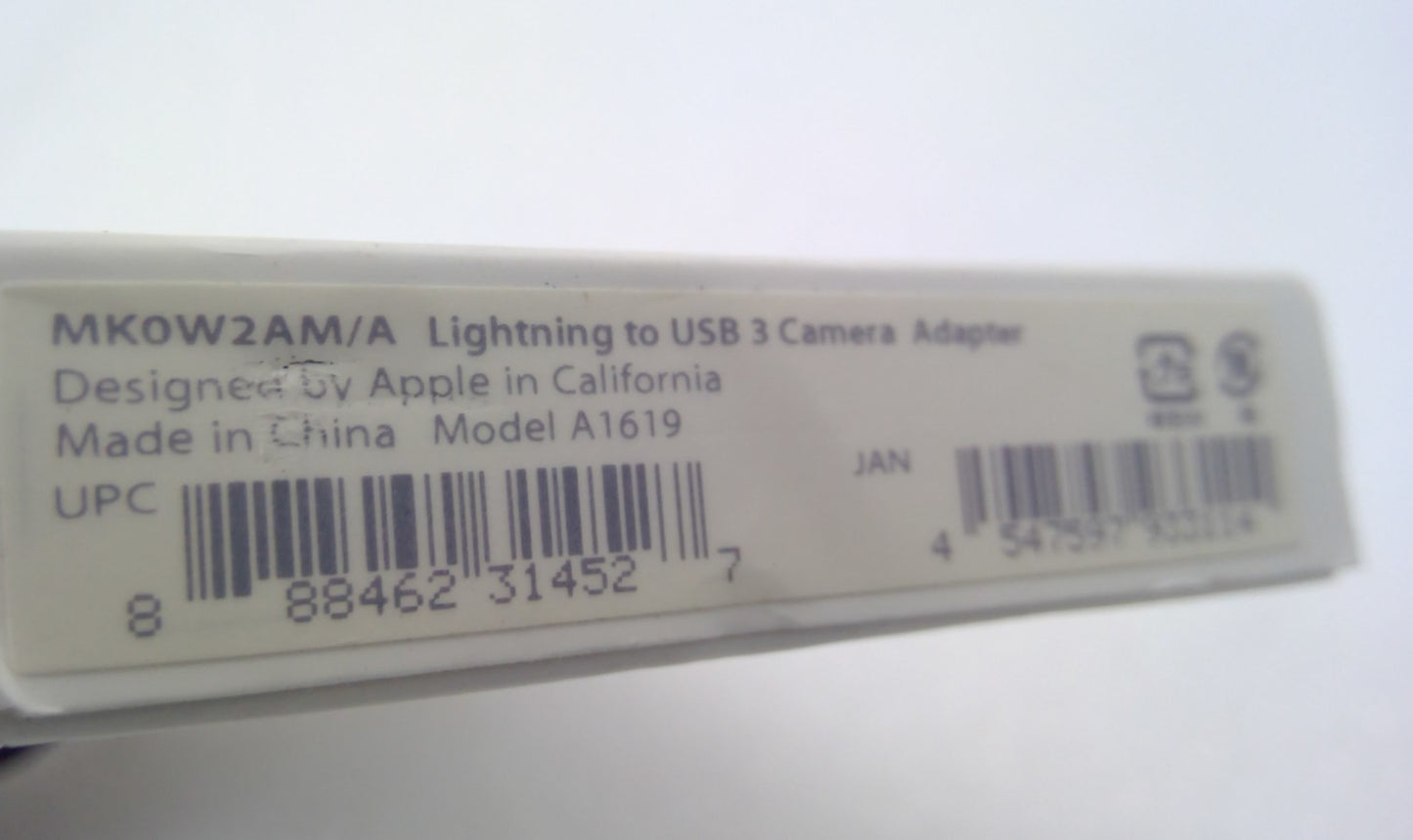 NEW Genuine Apple Lightning to USB 3.0 Type-A Camera Adapter A1619 MK0W2AM/A