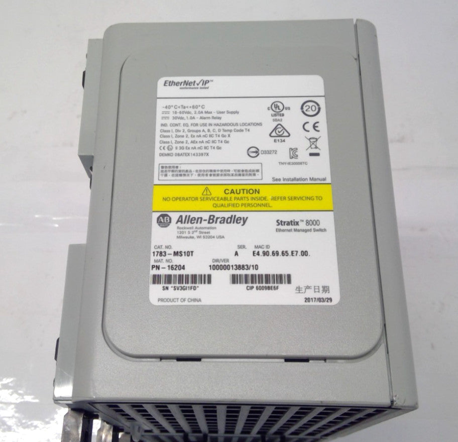 Allen Bradley 1783-MS10T Stratix 8000 Ethernet Managed Switch and 1783-MX08T