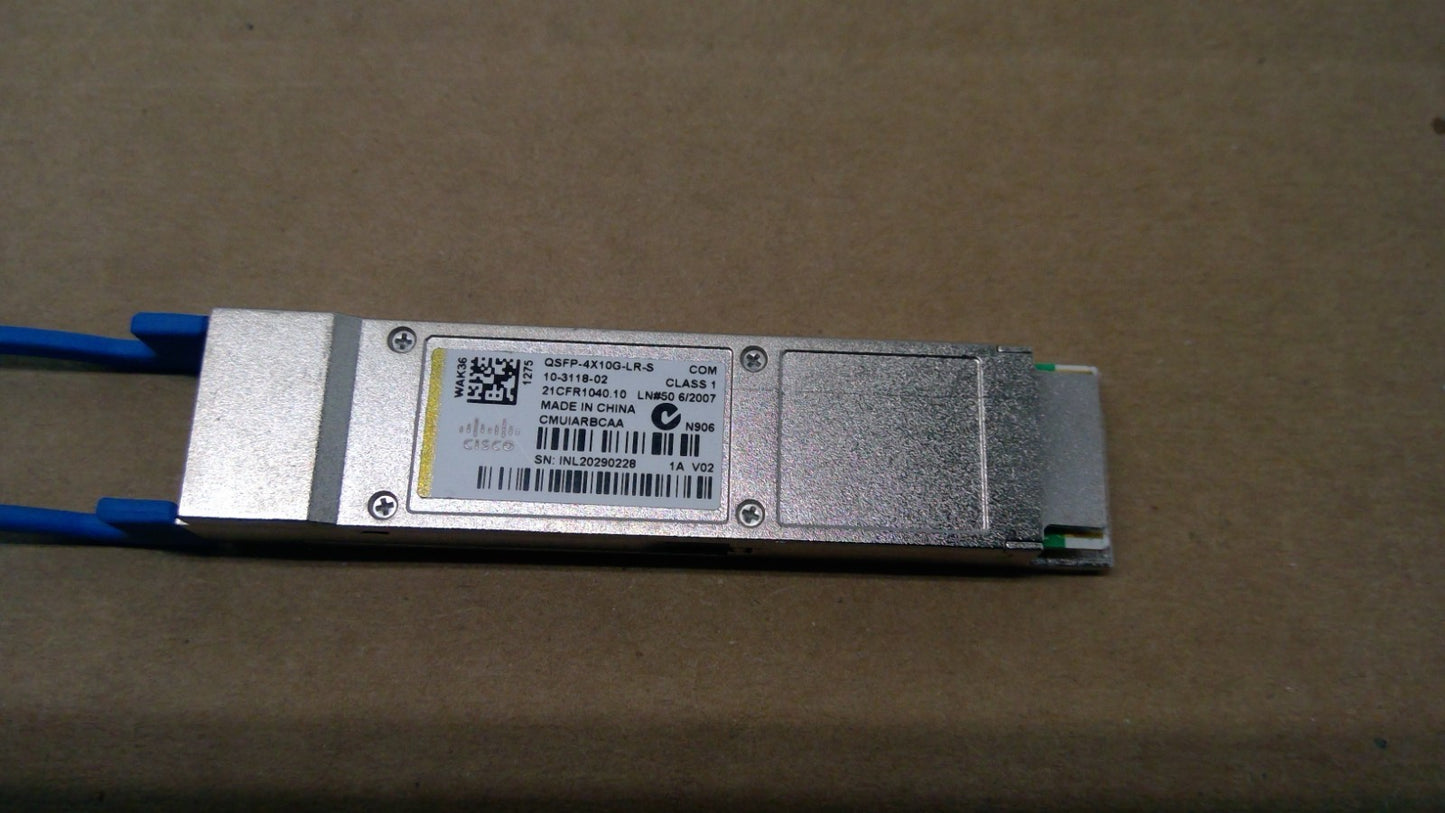 Cisco QSFP-4X10G-LR-S 10-3118-02 4x10GBASE-LR 1310nm 10km