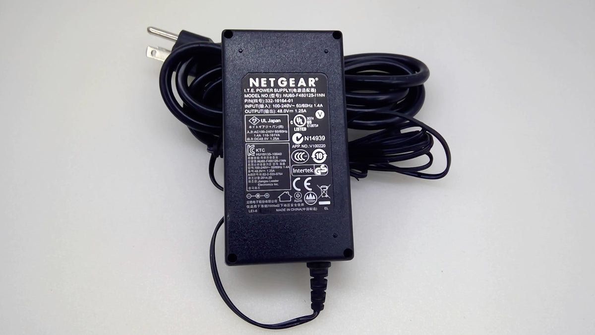 Genuine NETGEAR NU60-F480125-I1NN 60W 48V 1.25A AC Adapter for GS110TP