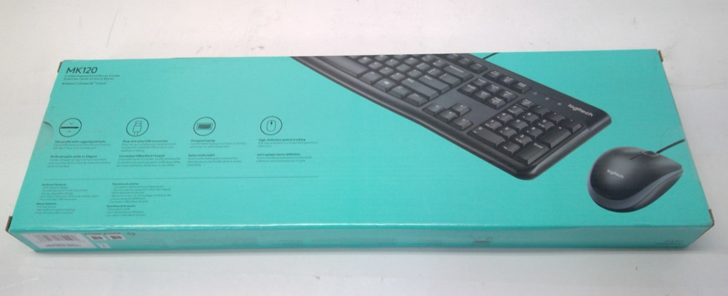 Logitech MK120 Wired USB Keyboard Mouse Desktop Combo 920-002565