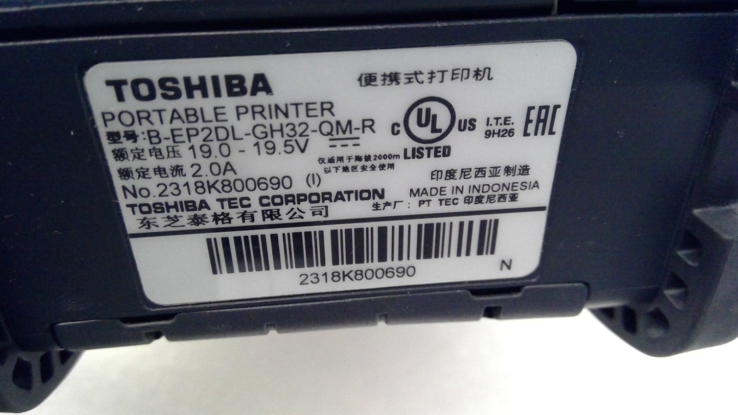 Toshiba B-EP2DL-GH32-QM-R Portable Direct Thermal Printer 19.5V 2A