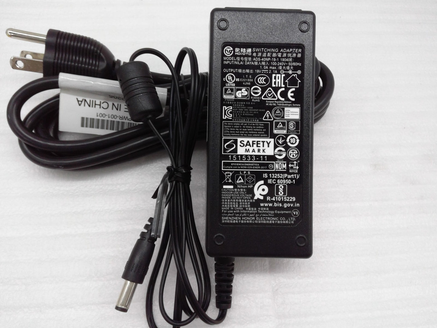 Honoto AC Adapter Power Supply for HP Monitor ADS-40NP-19-1 19040E 19V 2.1A 40W