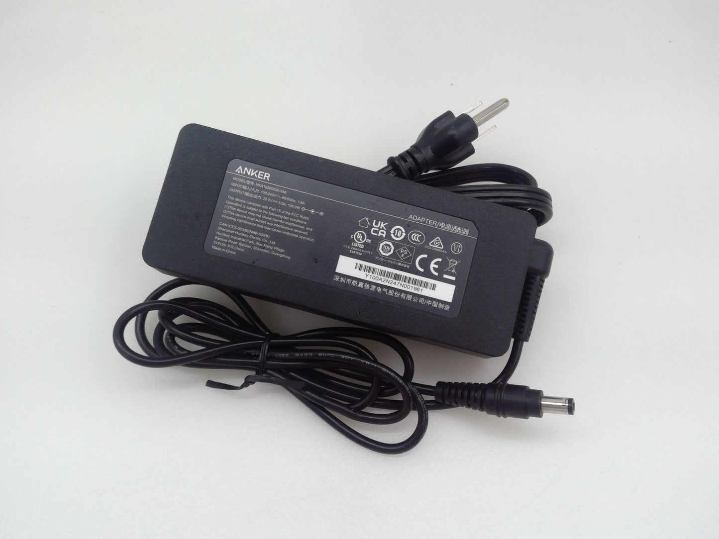 Genuine ANKER HKA10020050-0A6 20V 5A 100W Power Supply Adapter W/ Cord 5.5*2.5mm