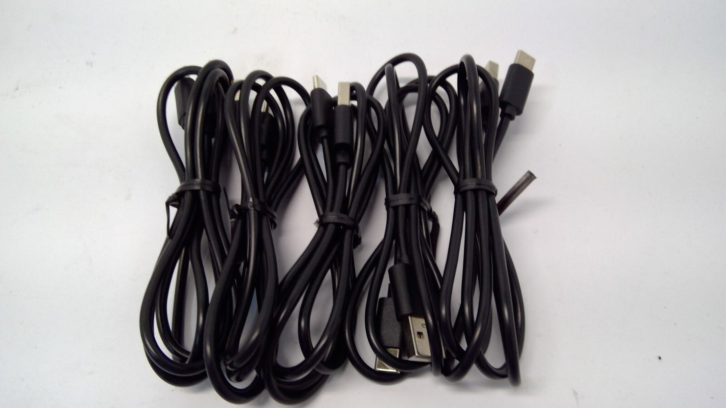 Lot of 5 USB-C to USB-A White Charging & Data Cable Black 40inch