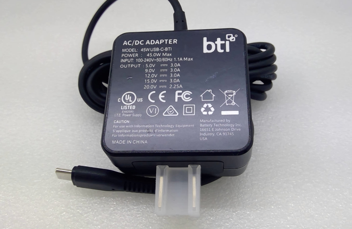 BTI 45W USB Type-C Chromebook Power Adapter Charger - 45WUSB-C-BTI