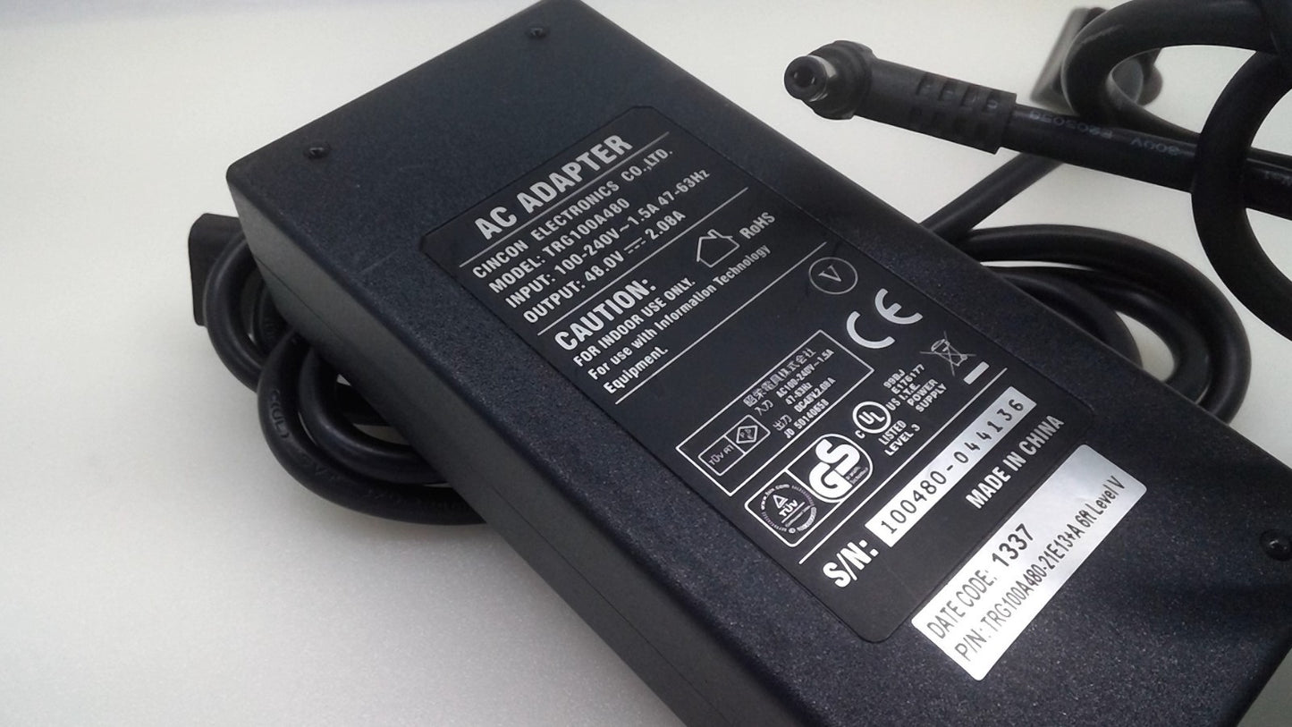 Genuine CINCON TRG100A480 100-240V AC to 48V DC 2.08A AC Adapter Power Supply