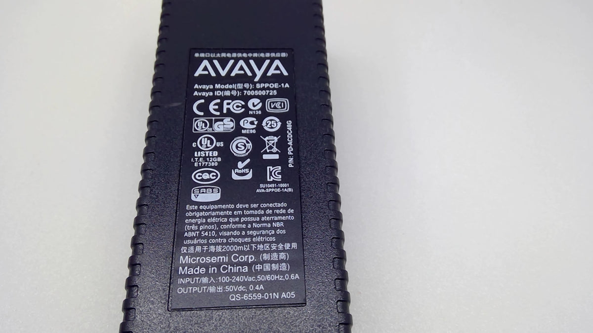 AVAYA SPPOE-1A 700500725 Single Port PoE Injector for IP Phone 50V 20W