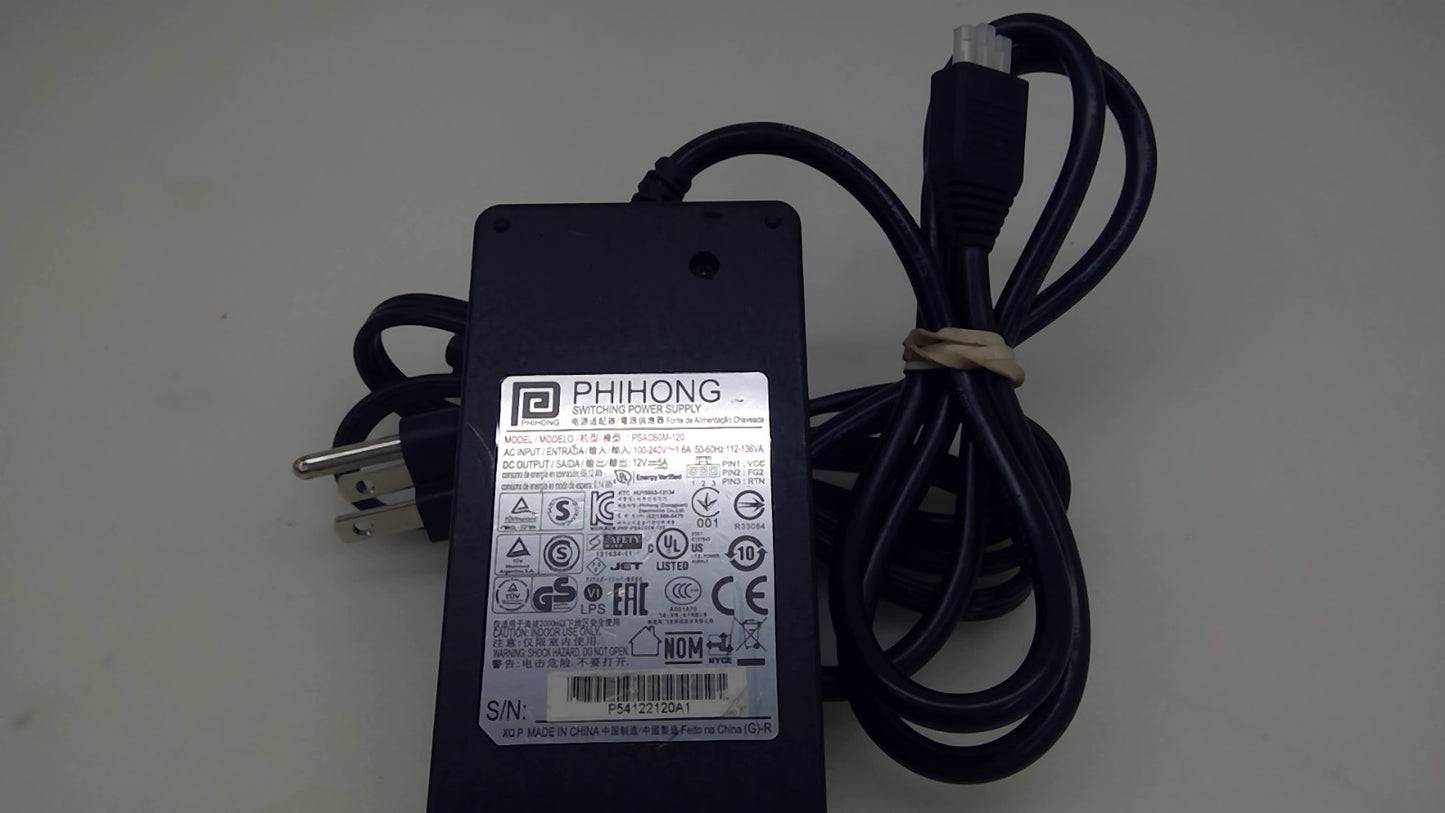 PHIHONG PSAC60M-120 12V 5A 60W 3-Pin Switching Power Supply AC Adapter