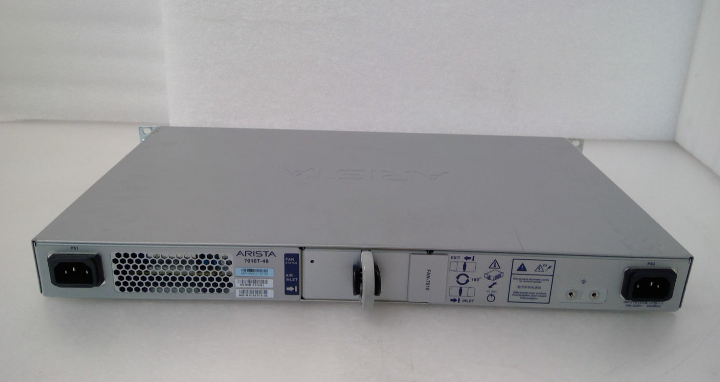 Arista DCS-7010T-48-R 48-Port 1G/10G Switch Rear to Front Airflow DCS-7010T-48