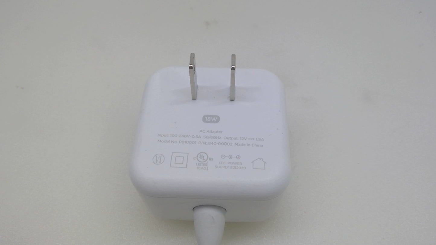 EERO 18W AC Power Adapter  P010001 12V 1.5A P/N 840-00002 Genuine
