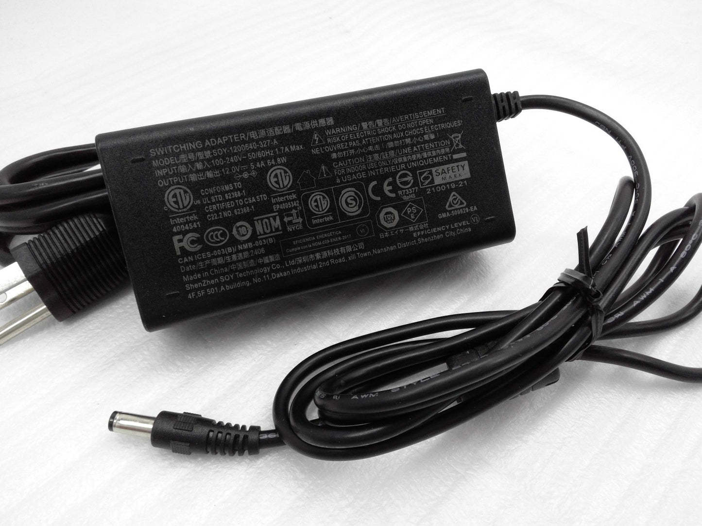 OEM SOY SANSUI Monitor Power Supply AC Adapter  SOY-1200540-327-A 12V 5.4A 64.8W