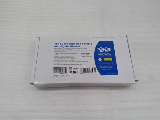 Tripp Lite USB 3.0 SuperSpeed 3-Port USB Hub with Gigabit Internet U336-U03-GB