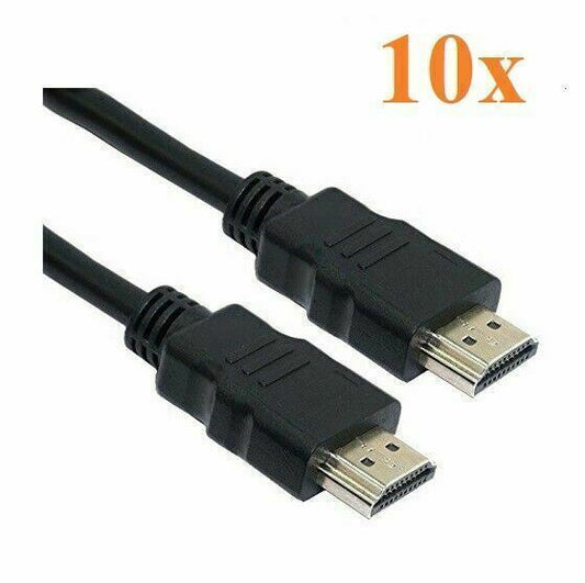 Lot of 10 - HDMI cables 6 FT long 1080P 3D DVD PS3 XBOX BlueRay PC Computer TV