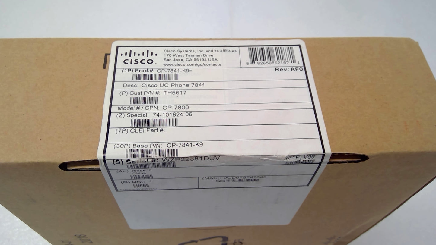 Cisco CP-7841-K9= 4-Lines VoIP Corded Phone Black UC PHONE 7841 *7800 Ser
