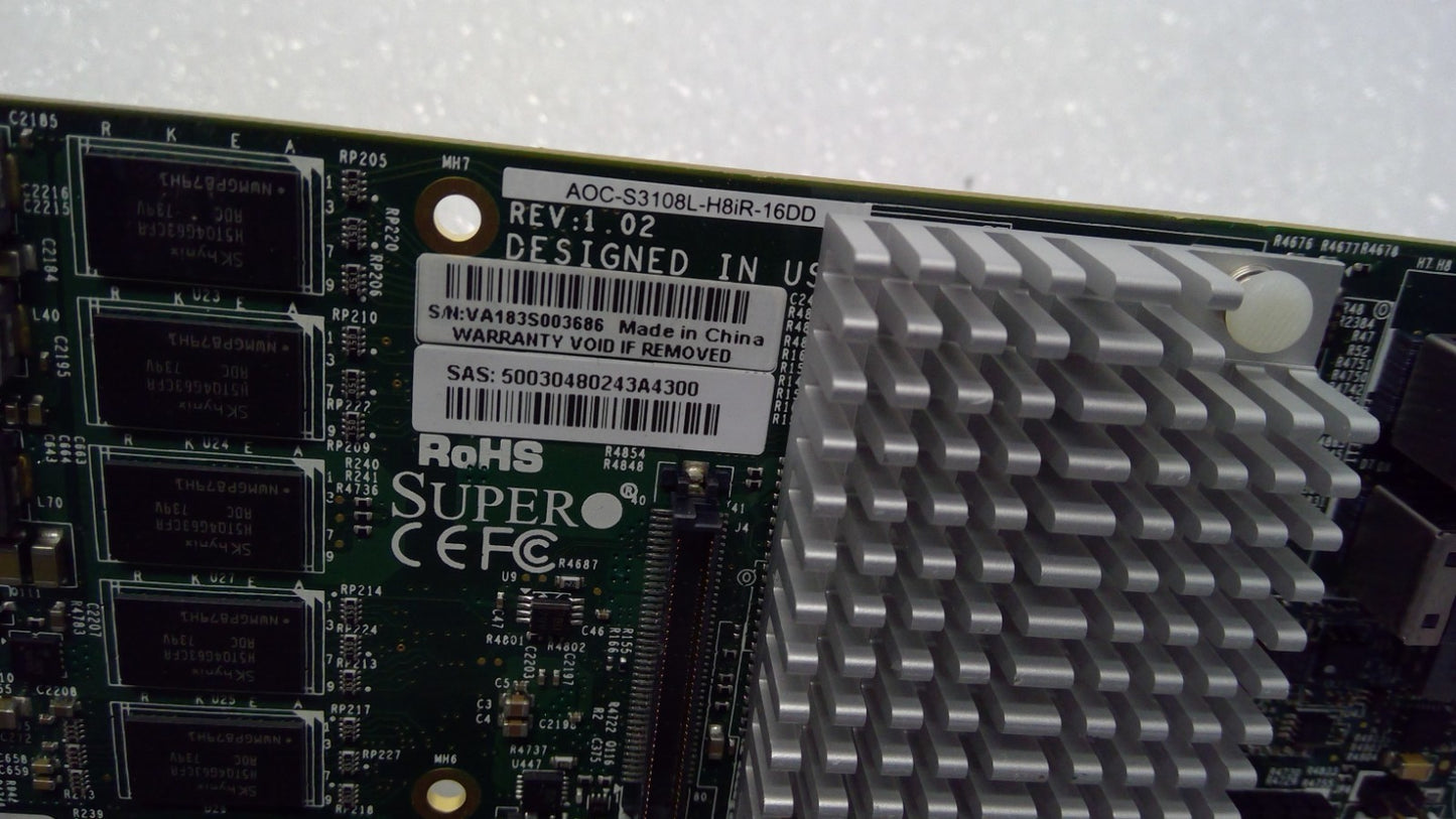 SUPERMICRO AOC-S3108L-H8IR-16DD PCI-e 3.0 2GB 8-Port SAS3 12Gbps RAID Controller