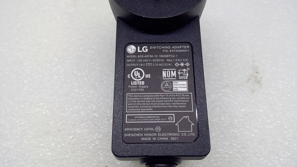 Genuine LG ADS-48FSK-19 19048EPCU-1 19V 2.53A 48W Monitor Adapter Black