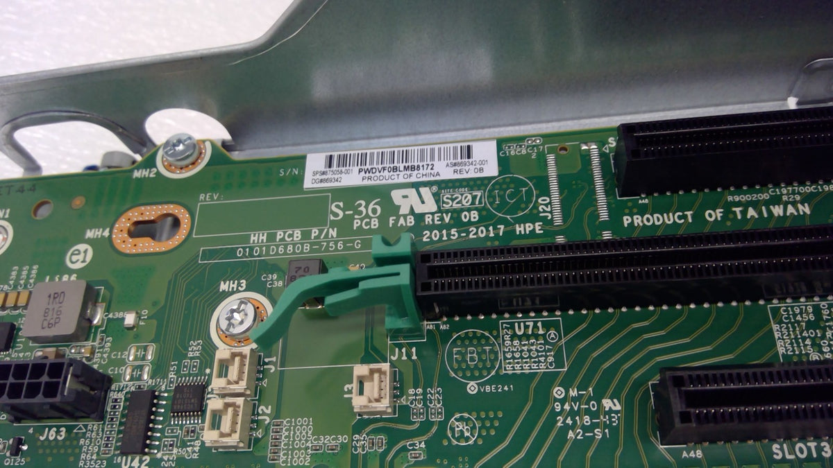 HPE DL380 G10 PCIe Primary Riser 875058-001 & NVMe Board 875062-001 w/Metal Cage