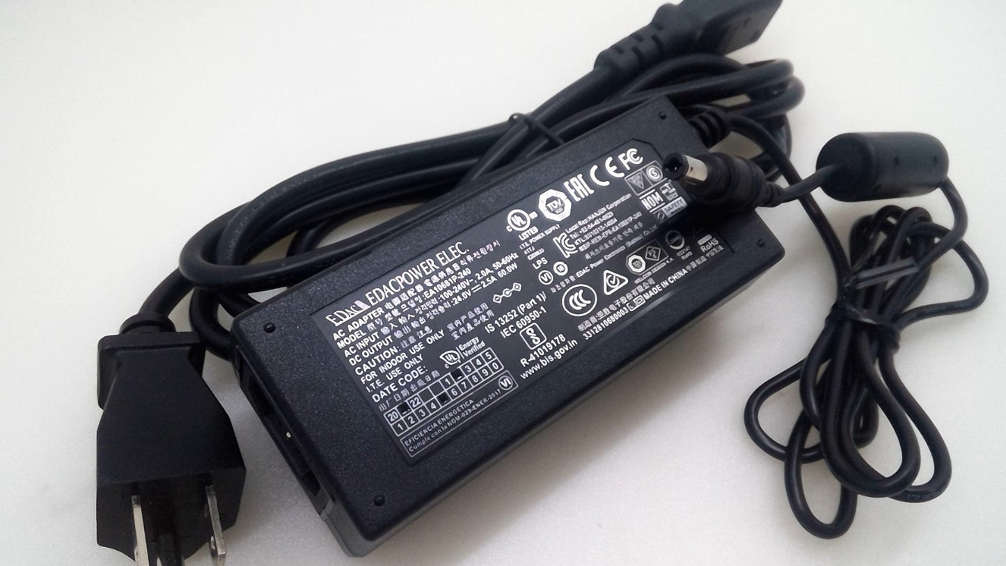 Genuine EDAC Power Electronics EA10681P-240 AC Adapter 24V 2.5A Power Supply