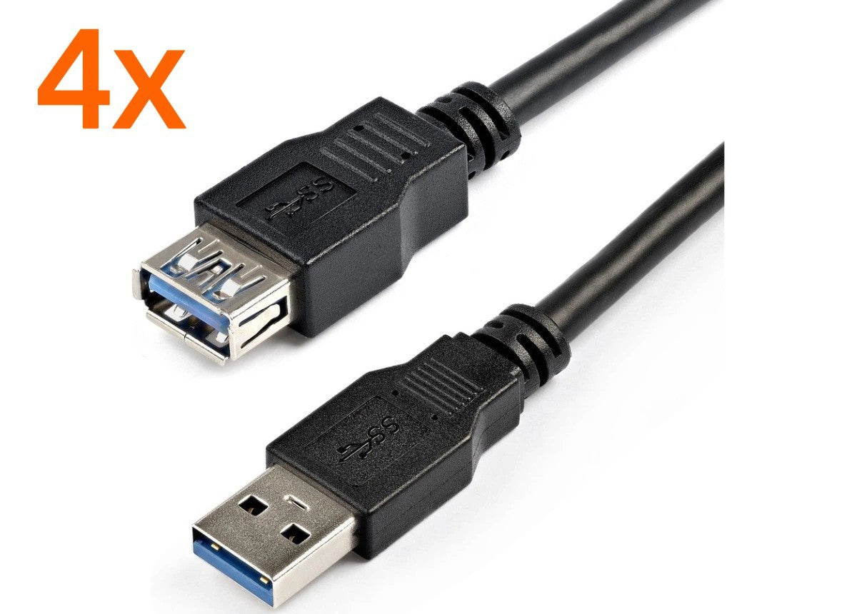 LOT OF 4 StarTech 6ft USB 3.0A To USB 3.0A M/F(5Gbps)Extender Cable USB3SEXT2MBK