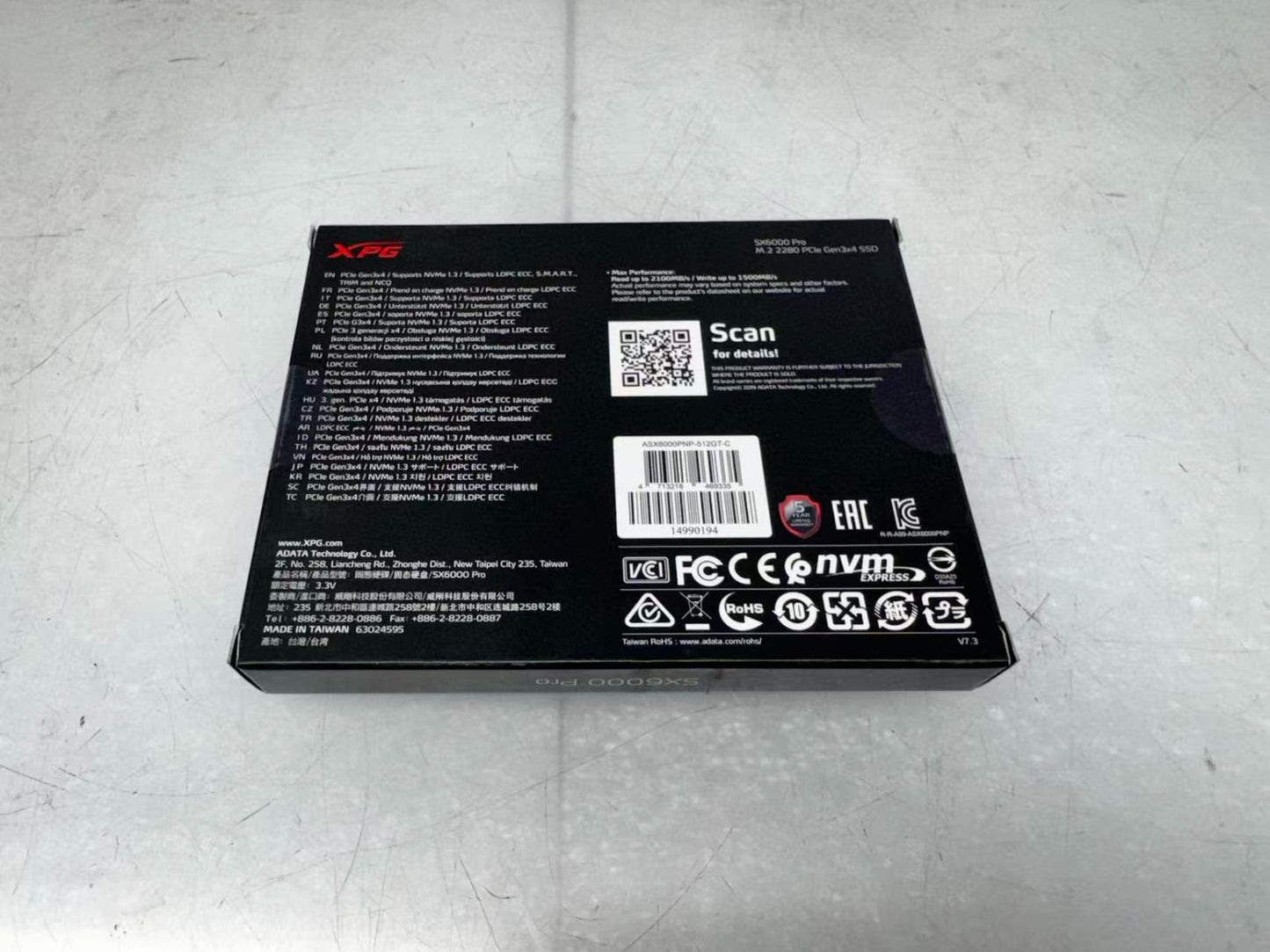 XPG Sx6000 Pro 512GB M2 2280 Pole Gen 3X4 NVMe PCIe