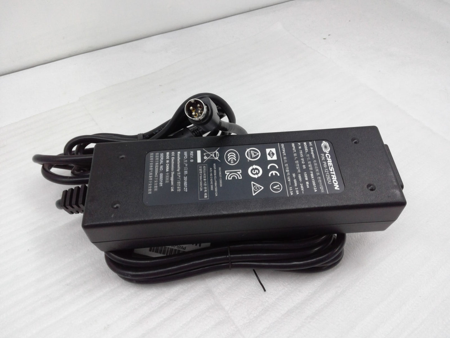 Crestron Ac Adapter 4-Pin Model-FWA150012A Output-12V-12.5A P/N-PW-12125DU