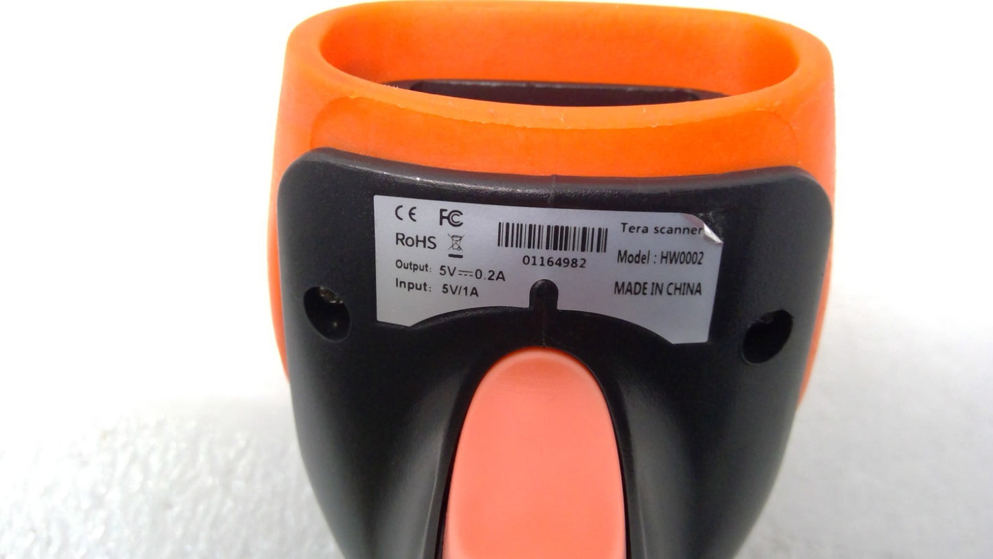TERA HW0002 2D Wireless Barcode Scanner Orange W/ Cable And USB Receiver