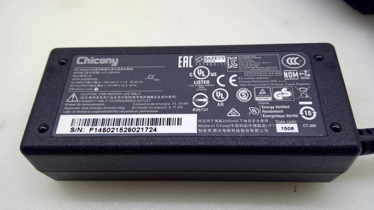Genuine Chicony 65W AC Adapter for HP Compaq A12-065N2A A065R00DL 7.4x5.0mm