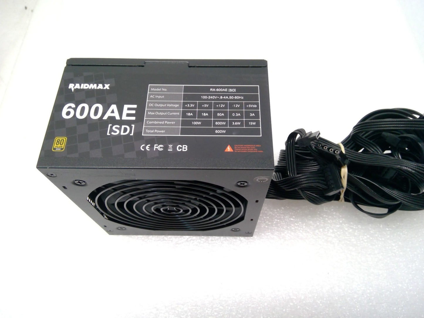 RAIDMAX 600AE 600W 80 PLUS Gold ATX 12V Power Supply PSU RX-600AE (SD)