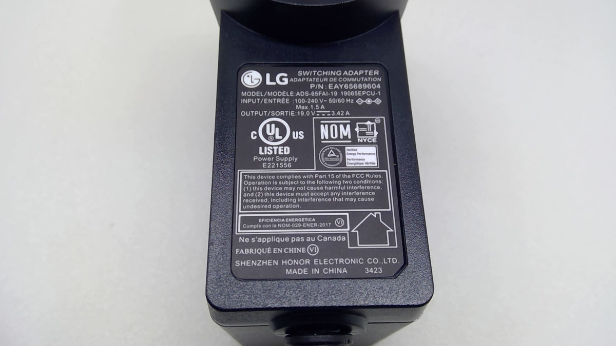 LG EAY65689604 65W Monitor Adapter ADS-65FAI-19 19V 3.42A Open Box