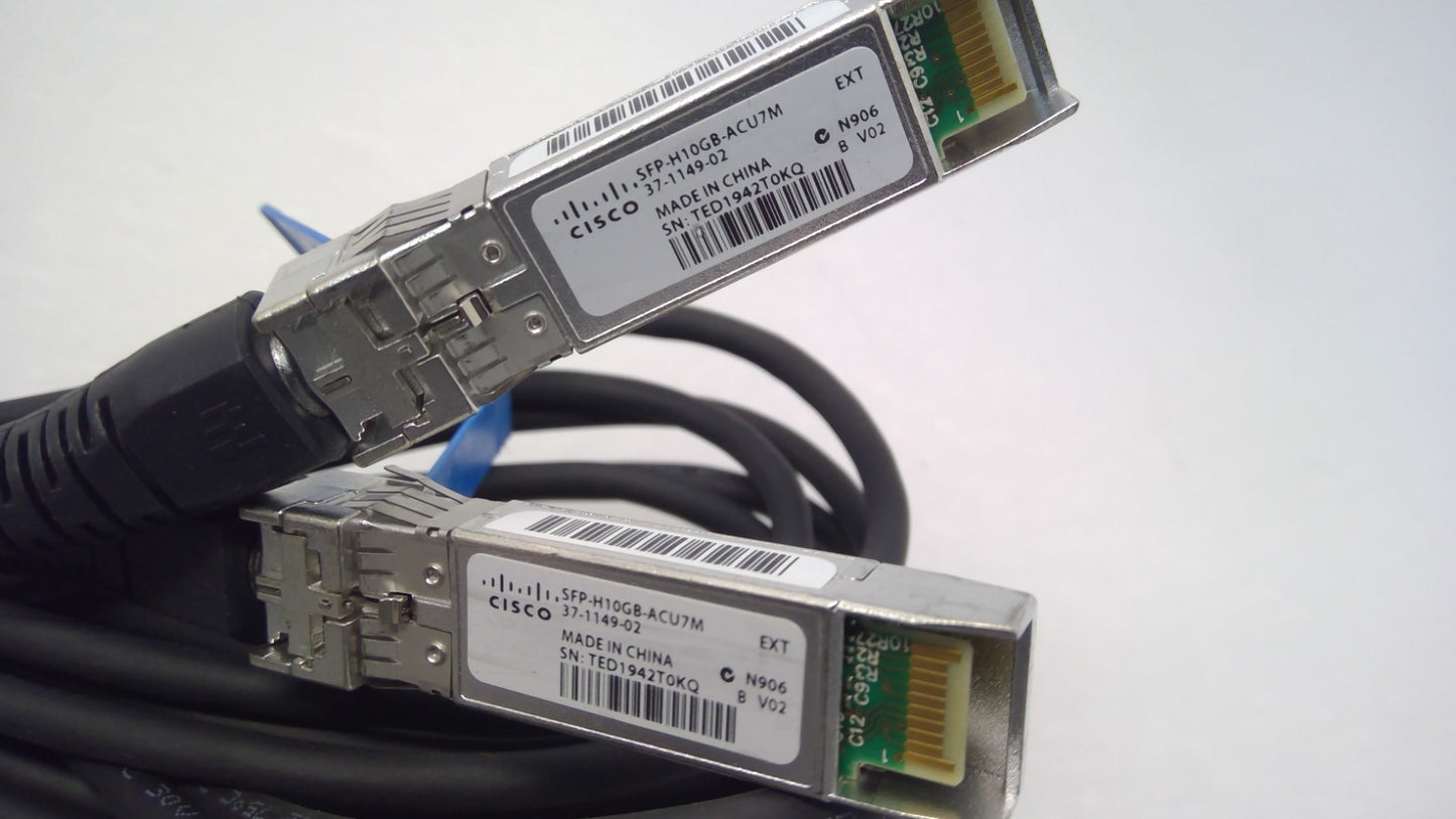 LOT OF 5 Cisco SFP-H10GB-ACU7M Active Twinax Cable 7m Black Round 10Gb SFP+