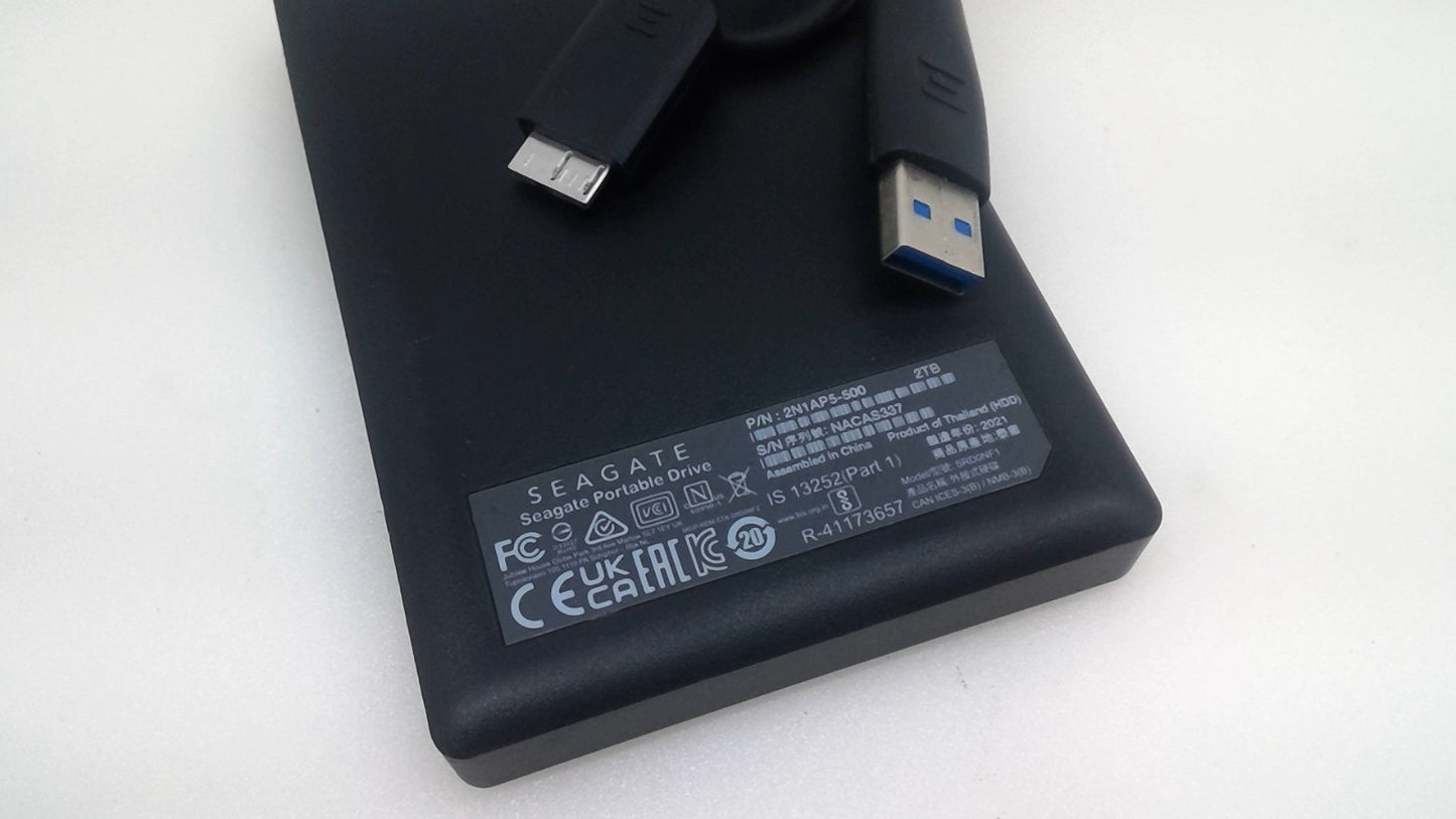 Seagate 2TB Portable Drive External HDD USB 3.0 USB-A Black SRD0NF1  2N1AP5-500