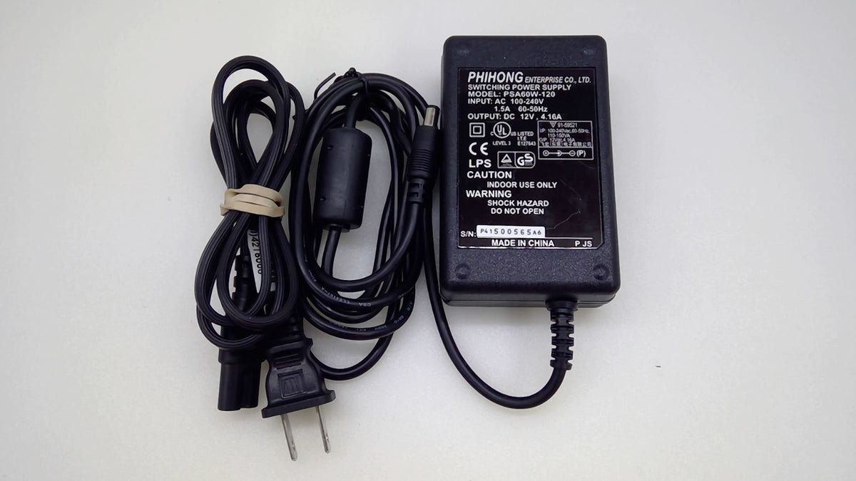 Genuine Phihong PSA60W-120 12V 4.16A 50W 5.5x2.1mm AC Adapter