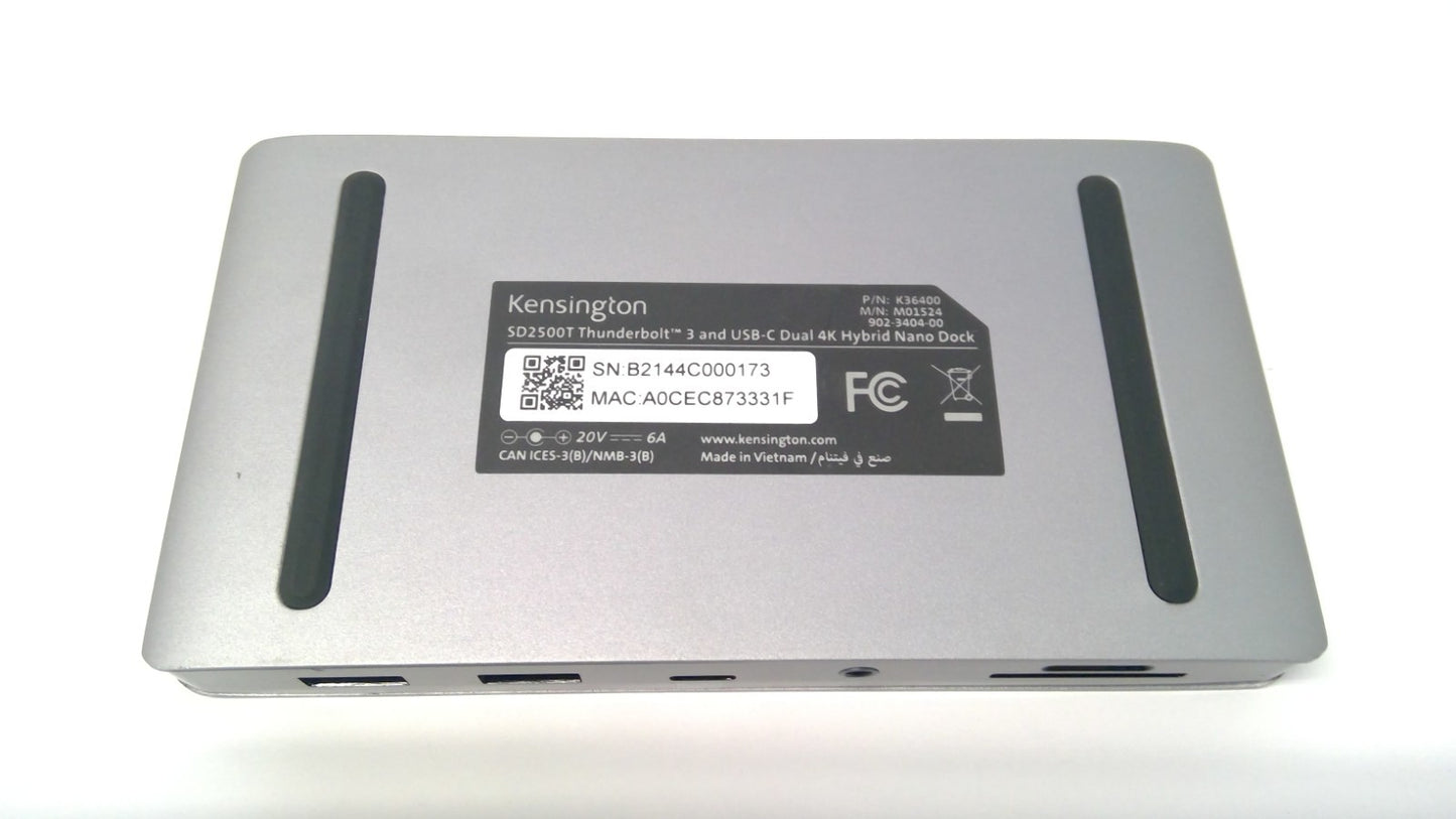 Kensington SD2500T Thunderbolt 3 & USB-C Dual 4K Hybrid Nano Dock