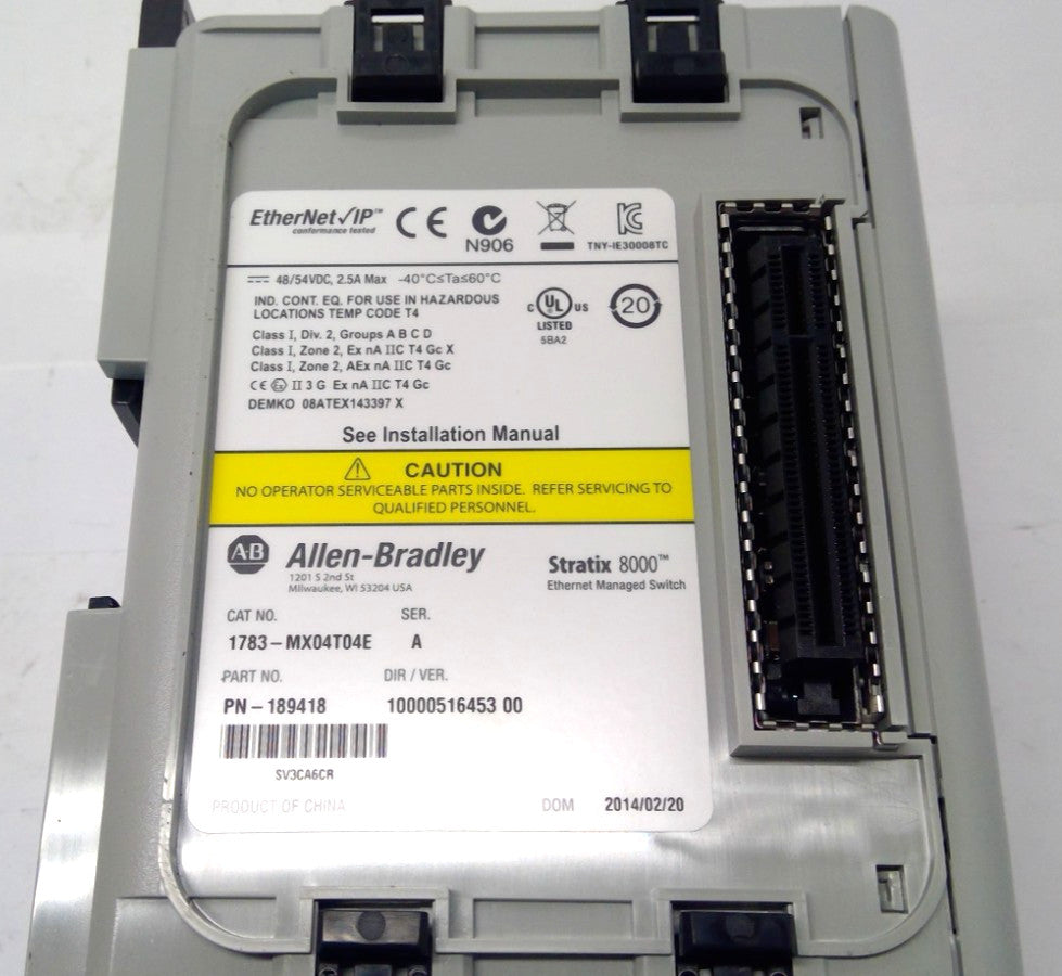 Allen Bradley 1783-MS10T Stratix 8000 Ethernet Managed Switch and 1783-MX04T04E