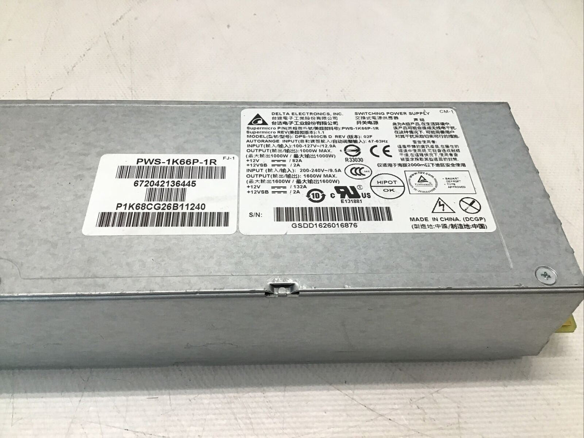 SuperMicro 1600W PWS-1K66P-1R 1U Redundant Power Supply Delta DPS-1600CB