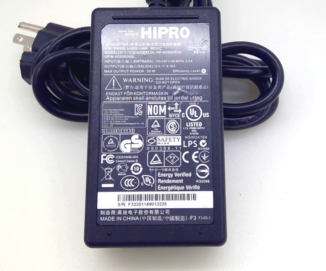 Genuine HIPRO HP-A0502R3D 50W AC Adapter 12V 4.16A PWRS-14000-148R Power Supply