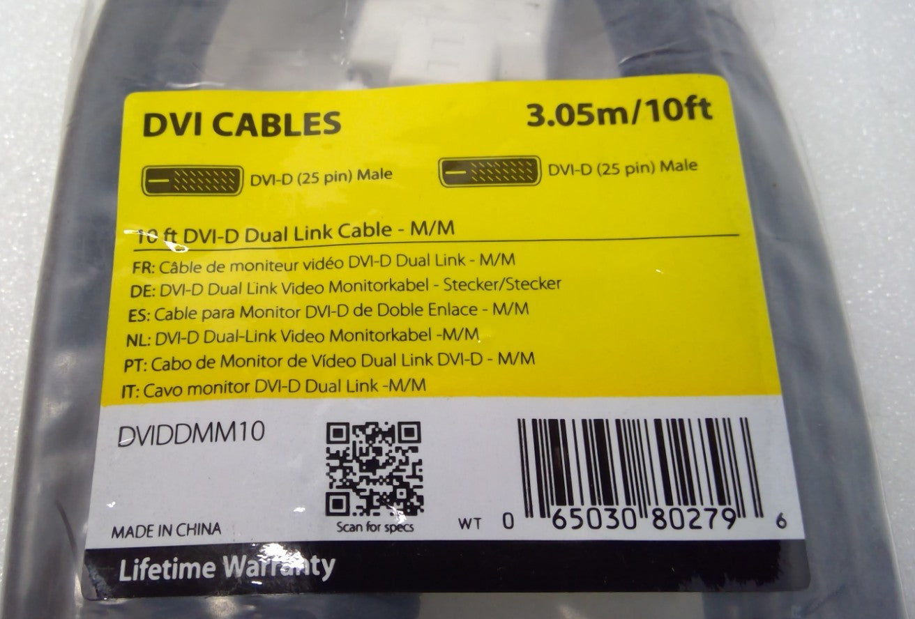 StarTech.com DVIDDMM10 10ft DVI-D 25pin Dual Link Cable M/M 2560x1600 9.9 Gbit/s