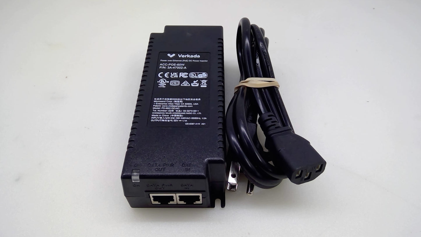 OEM Verkada ACC-POE-60W 60W PoE++ Gigabit Injector 3A-47002-A 55V