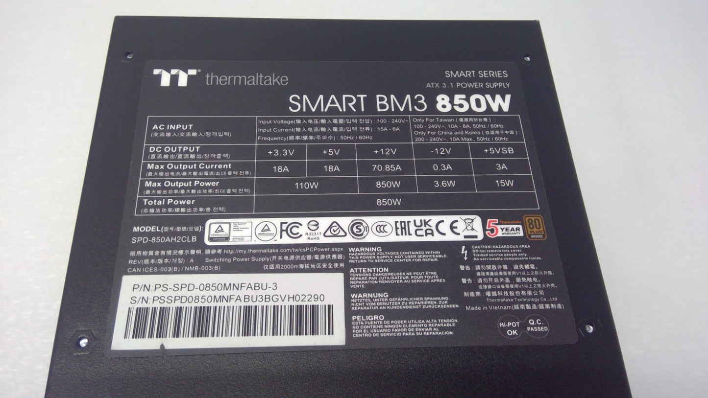 Thermaltake Smart BM3 SPD-850AH2CLB 80 Plus Bronze 850W Semi Modular