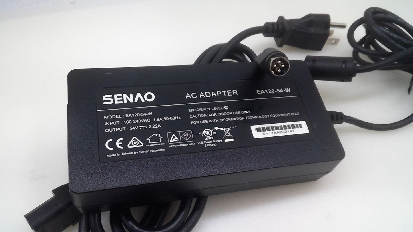 Genuine Senao 120W AC Power Adapter EA120-54-W Charger 54V 2.22A 4-Pin