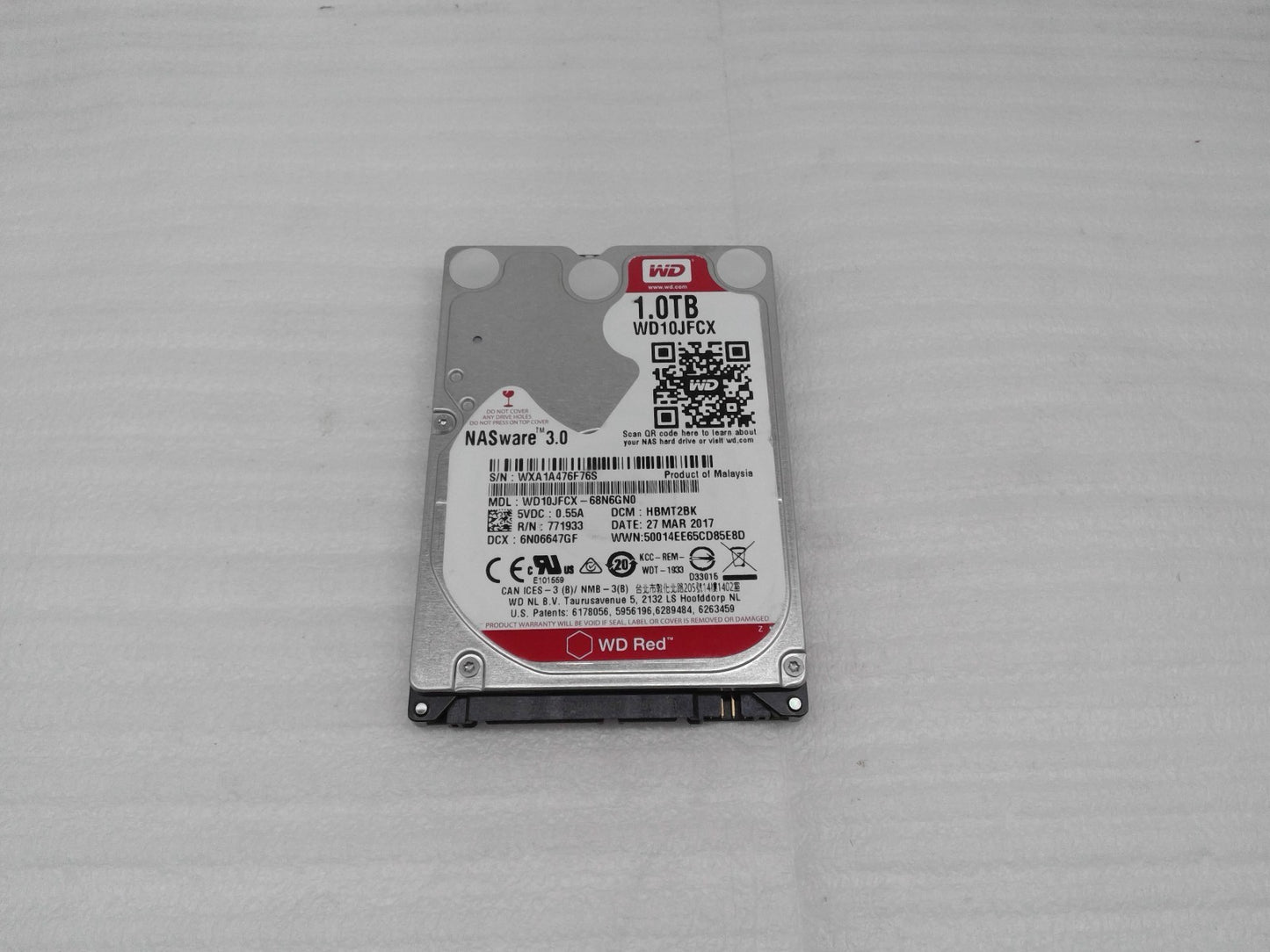 Western Digital  1TB NASware3.0 WD10JFCX  SATA  2.5" Laptop HDD Hard Drive
