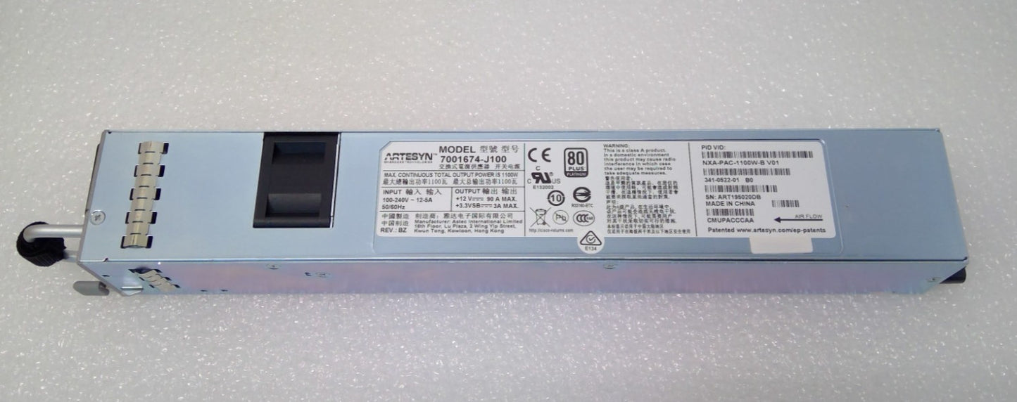 Cisco Nexus NXA-PAC-1100W-B 1100W 80PLUS Platinum Power Supply 341-0522-01