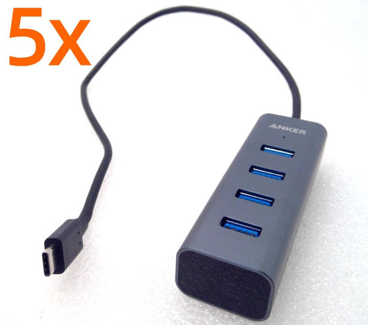 Lot of 5 Anker USB-C to 4-Port USB 3.0 Hub For USB Type C Devices A8305