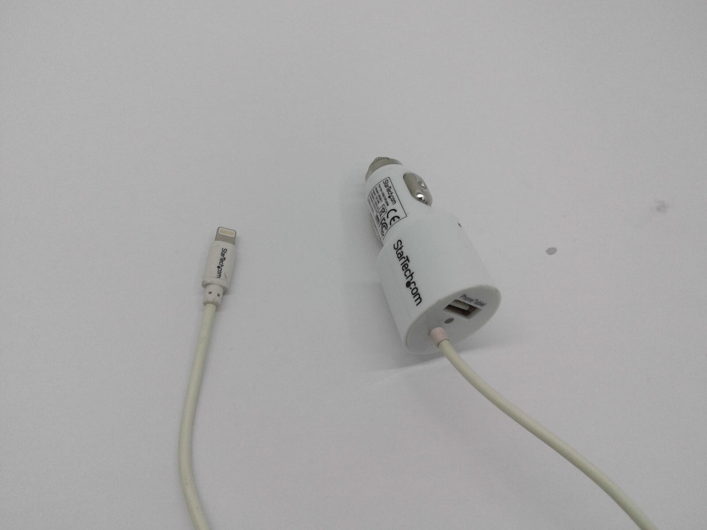 StarTech Car Charger with 1m Coiled Cable 12W White USBLT2PCARW2