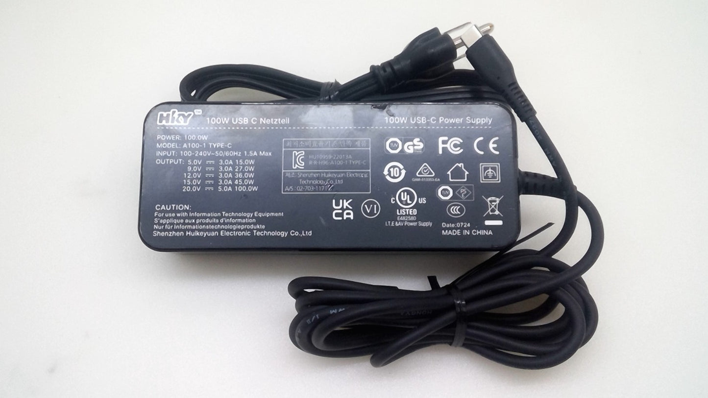 HKY 100W USB-C Netzteil  Power Supply AC Adapter A100-1 TYPE C 20V 5A