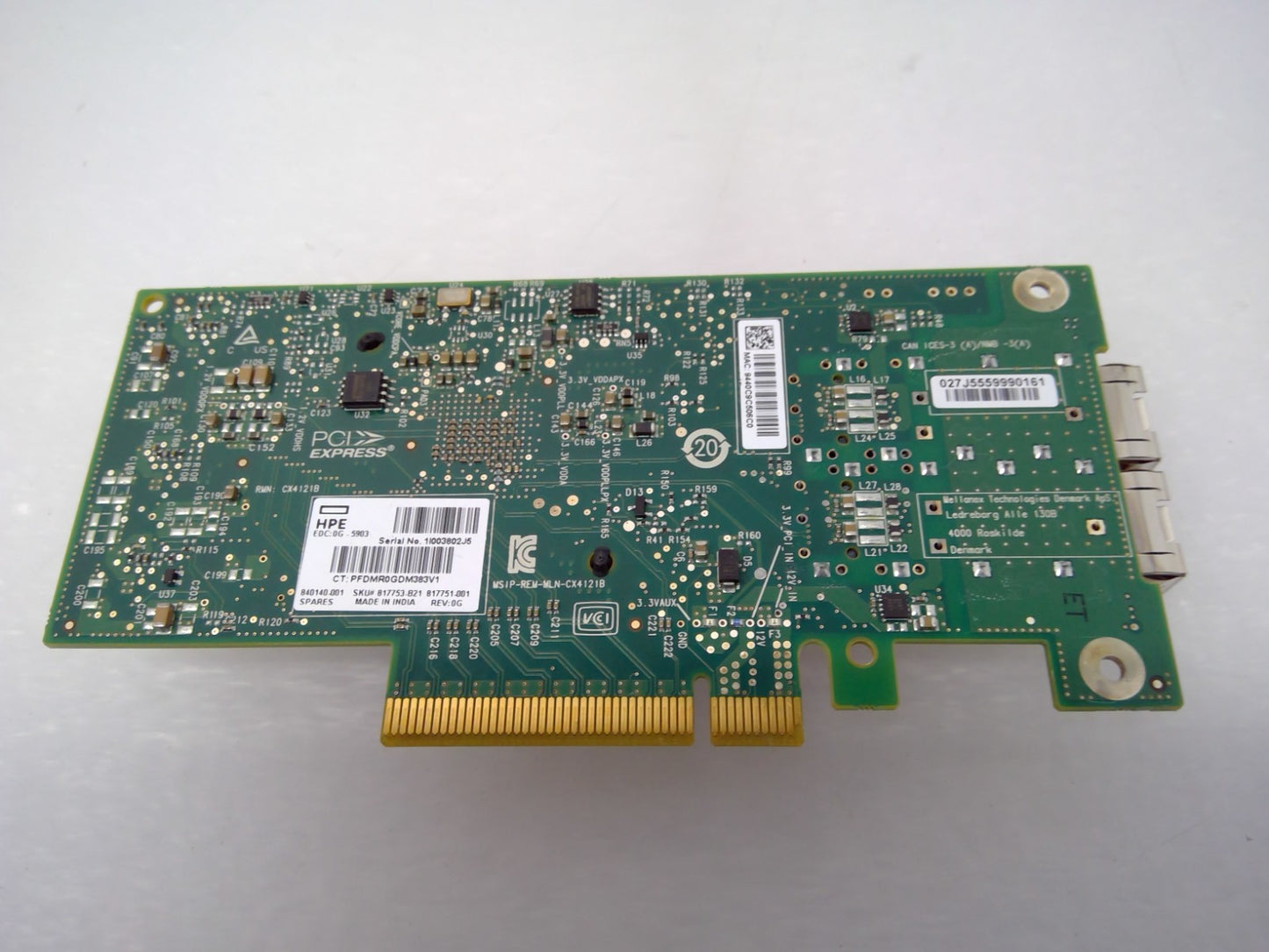 HPE 840140-001 Mellanox 10/25GbE 2-Port PCIe 3.0 x8 NIC 817751-001 NO Bracket